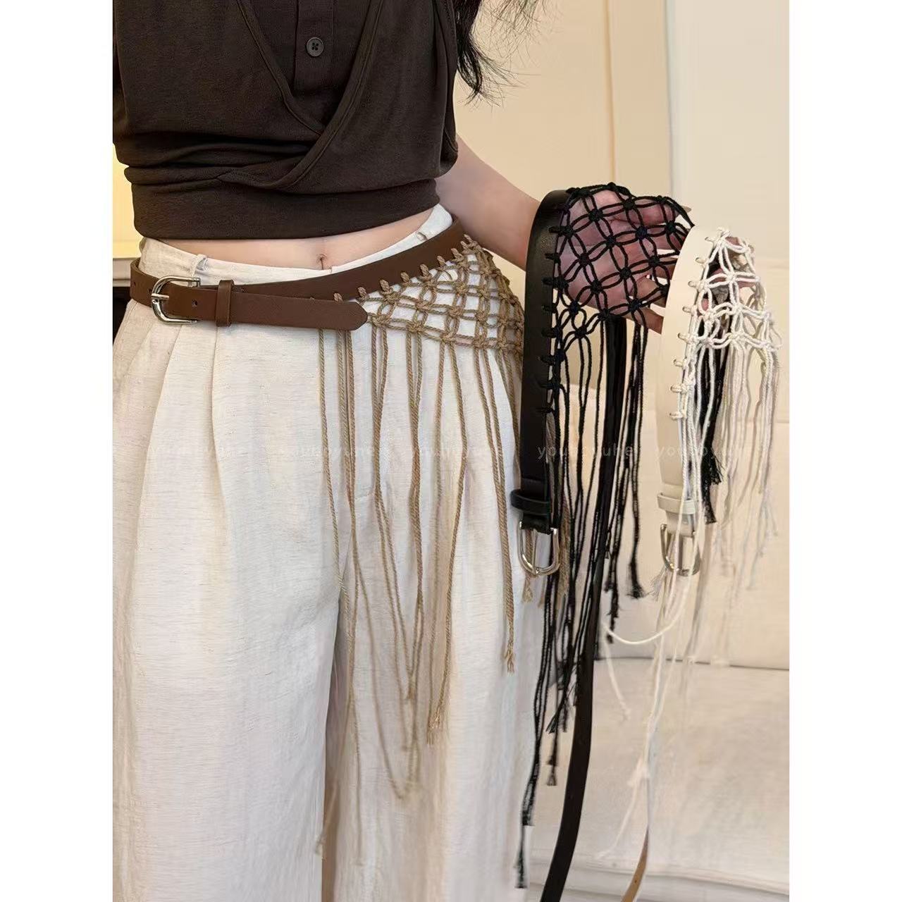 Ethnic Boho Fashion - Günlük Y2K Püsküllü Dokuma Bel Kemerleri