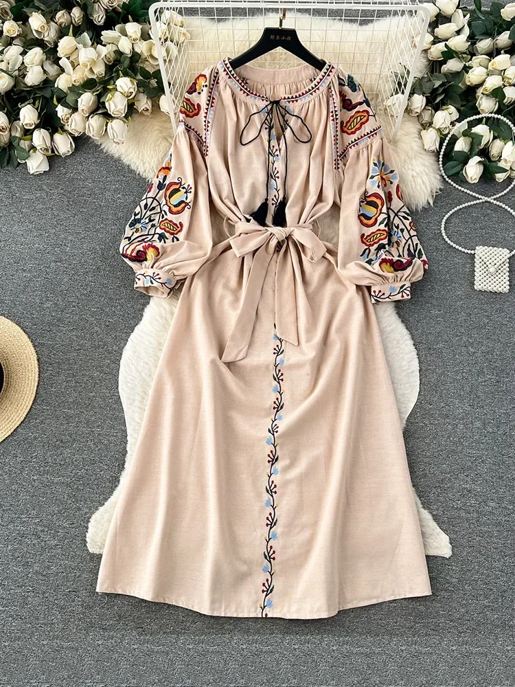 Ethnic Boho Fashion - Kadın İlkbahar Sonbahar Elbise Vintage Etnik