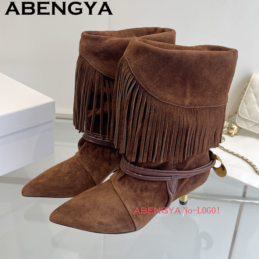 Süet Deri Kenar Püsküllü Tasar - Winter Ethnic Fashion For Women incelemesi ve fiyatı
