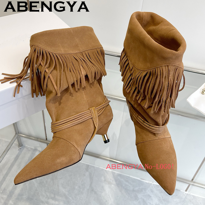 Süet Deri Kenar Püsküllü Tasar - Winter Ethnic Fashion For Women incelemesi ve fiyatı